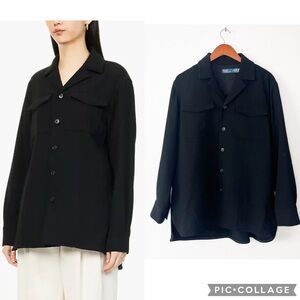 Vintage Polo Ralph Lauren Y2K Wool Shirt Jacket Black Size 14 Old Money Luxury